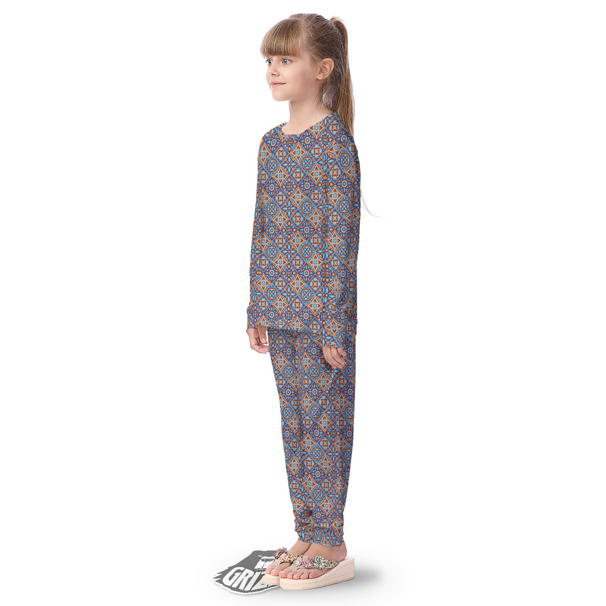 Patchwork Mosaic Print Pattern Kid's Pajamas-grizzshop