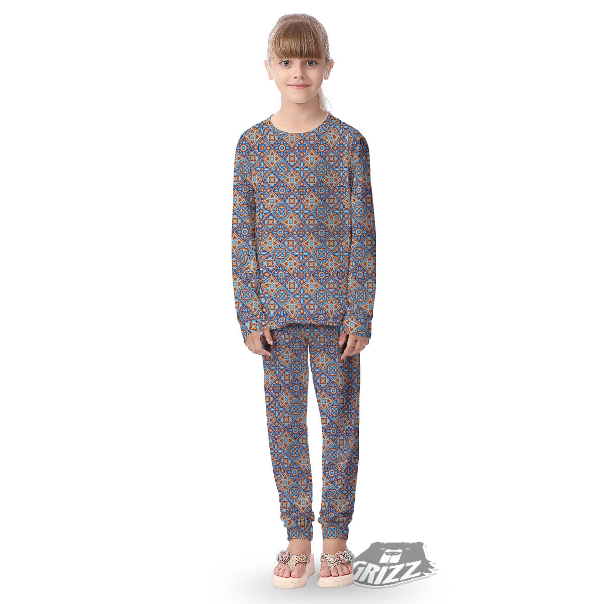 Patchwork Mosaic Print Pattern Kid's Pajamas-grizzshop
