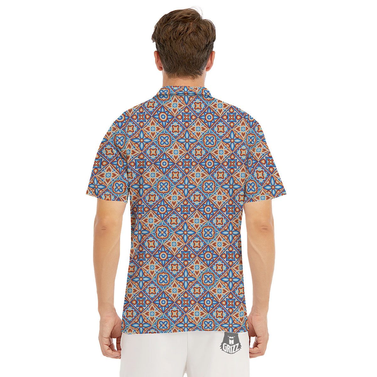 Patchwork Mosaic Print Pattern Men's Golf Shirts-grizzshop