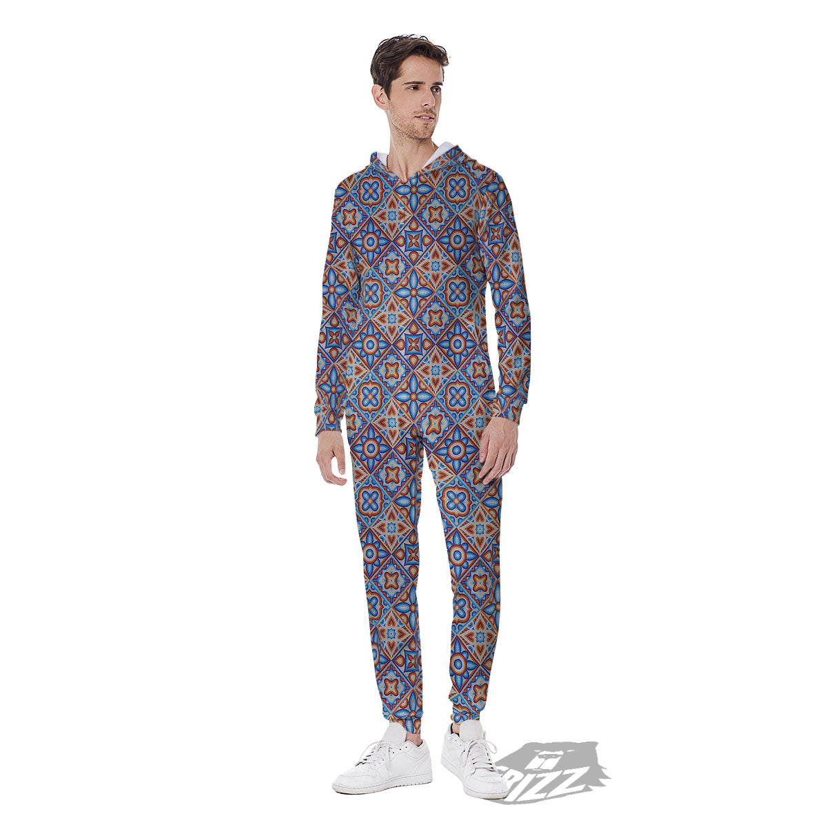 Patchwork Mosaic Print Pattern Men's Jumpsuit-grizzshop