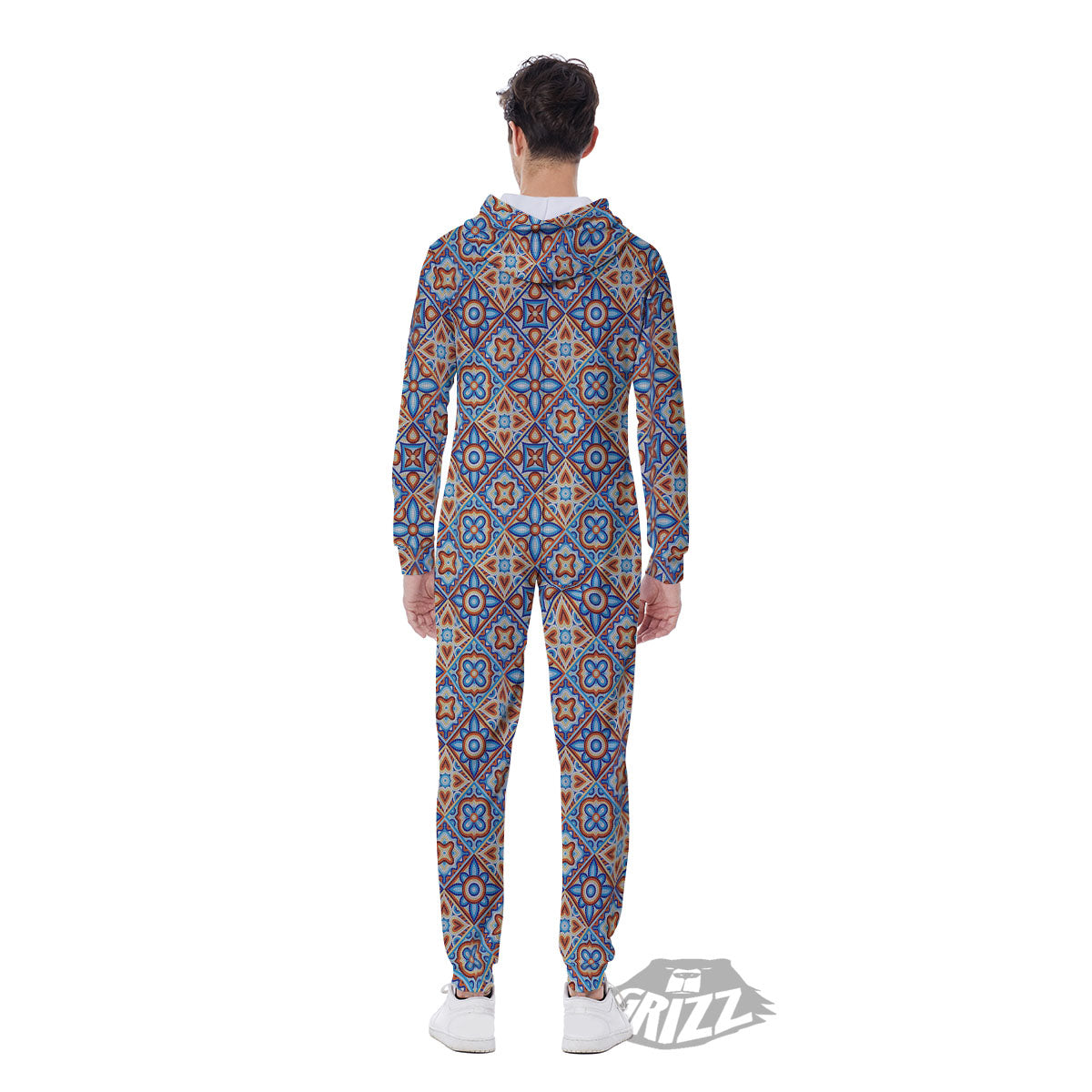 Patchwork Mosaic Print Pattern Men's Jumpsuit-grizzshop