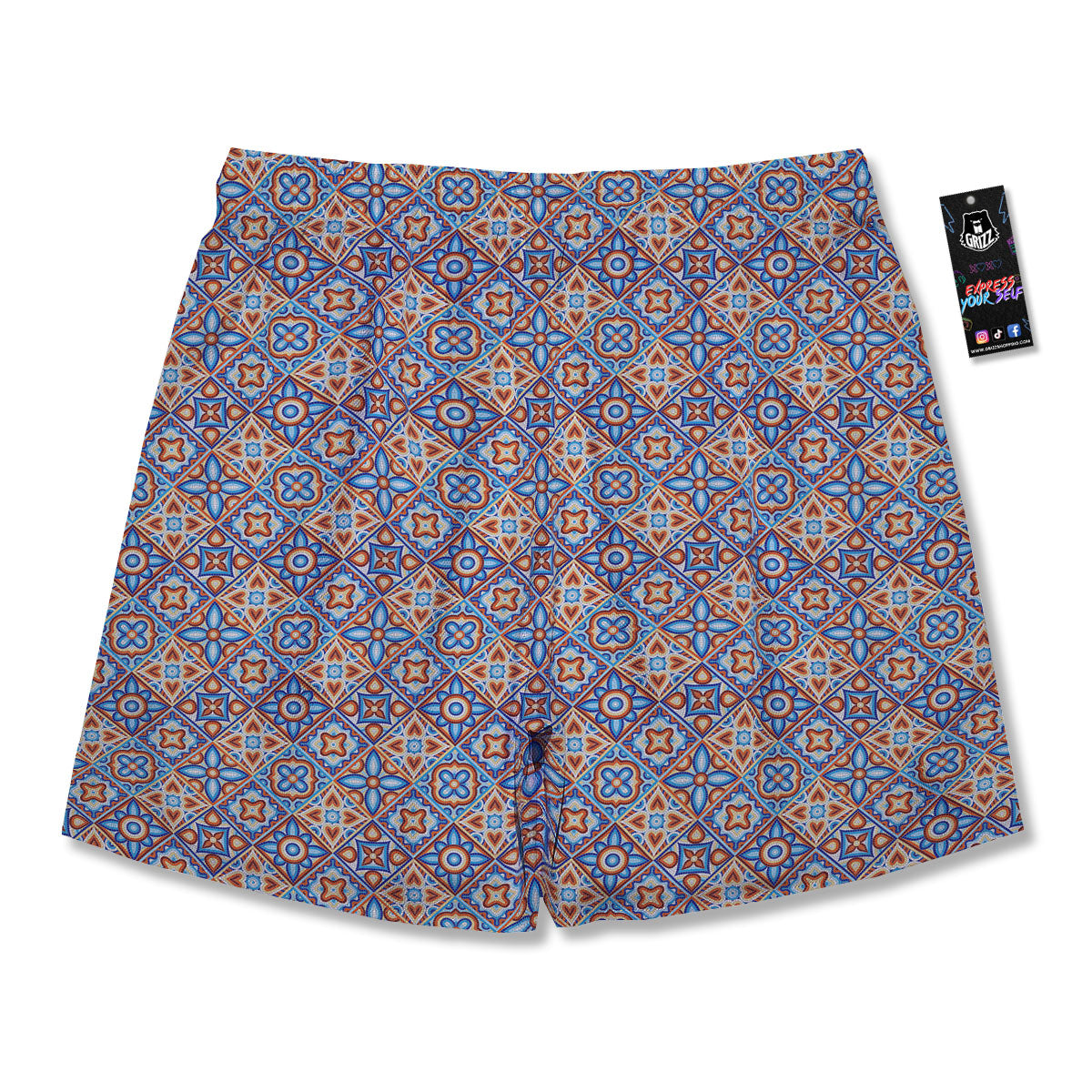 Patchwork Mosaic Print Pattern Men's Running Shorts-grizzshop