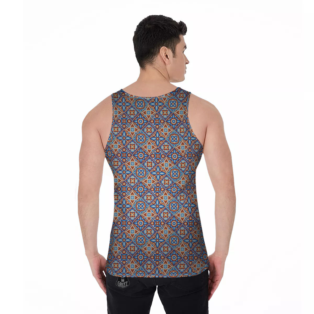 Patchwork Mosaic Print Pattern Men's Tank Top-grizzshop