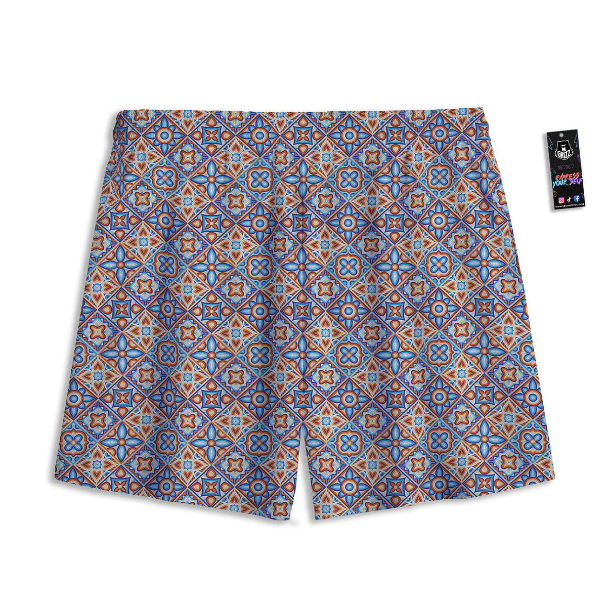 Patchwork Mosaic Print Pattern Mesh Shorts