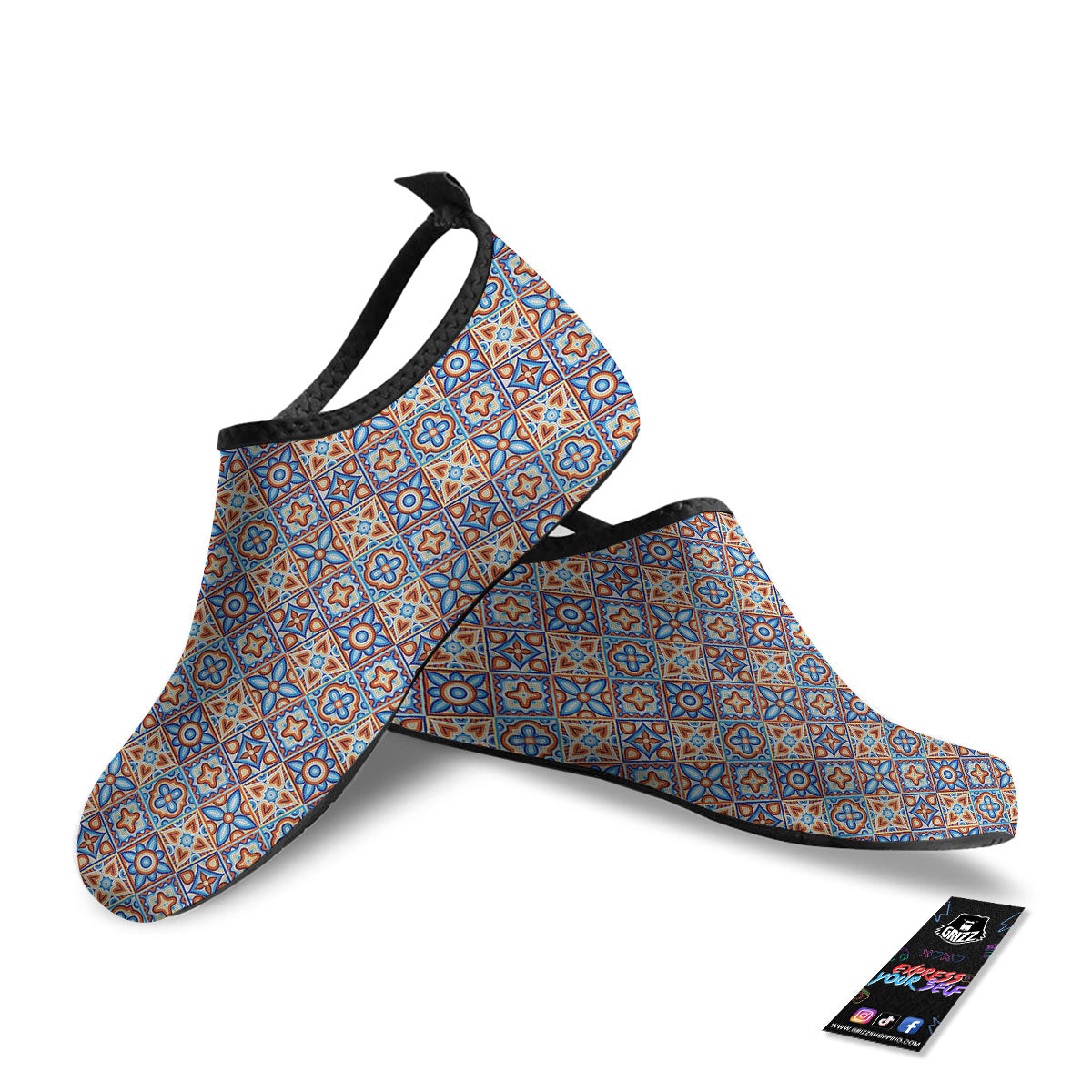Patchwork Mosaic Print Pattern Water Shoes-grizzshop