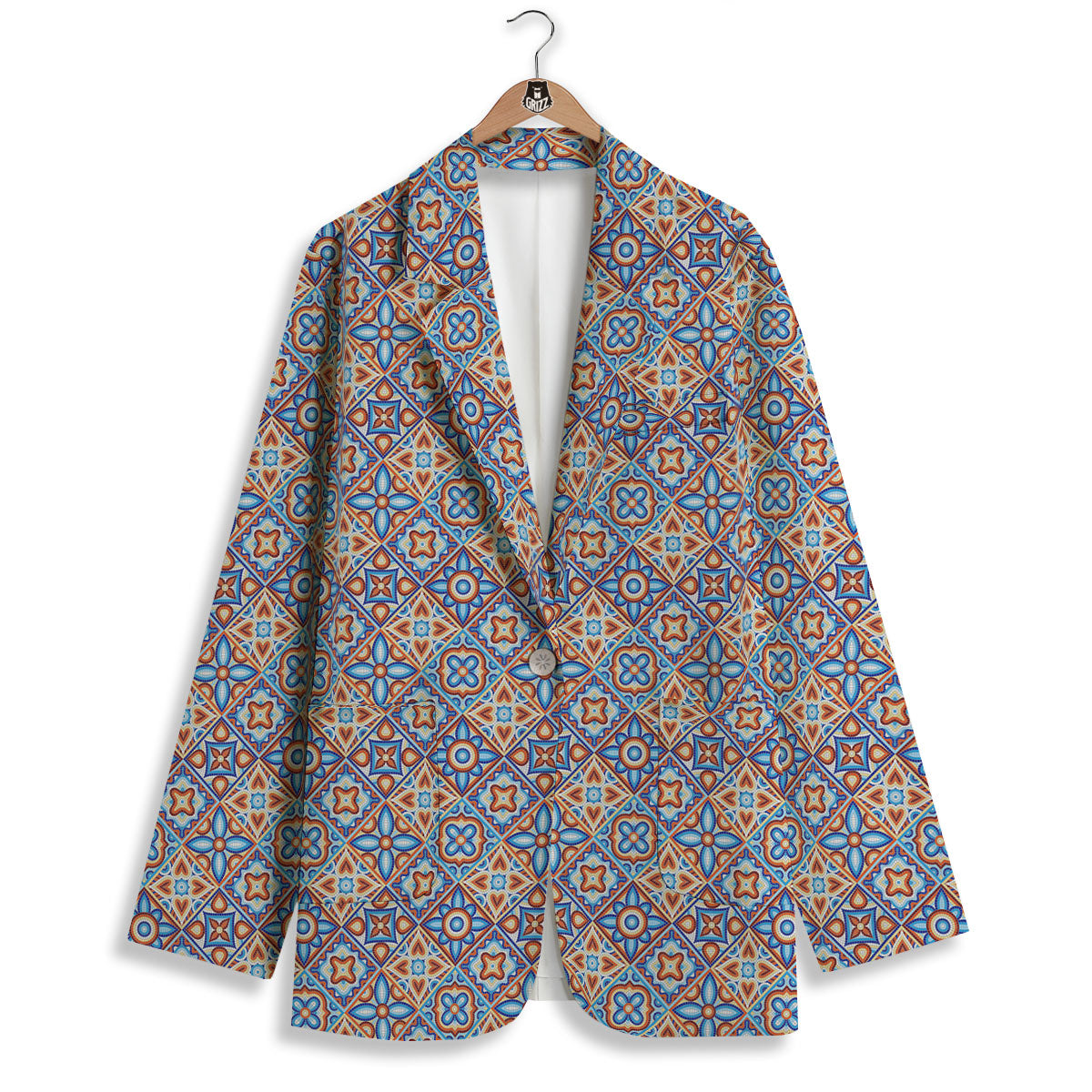 Patchwork Mosaic Print Pattern Women's Blazer-grizzshop