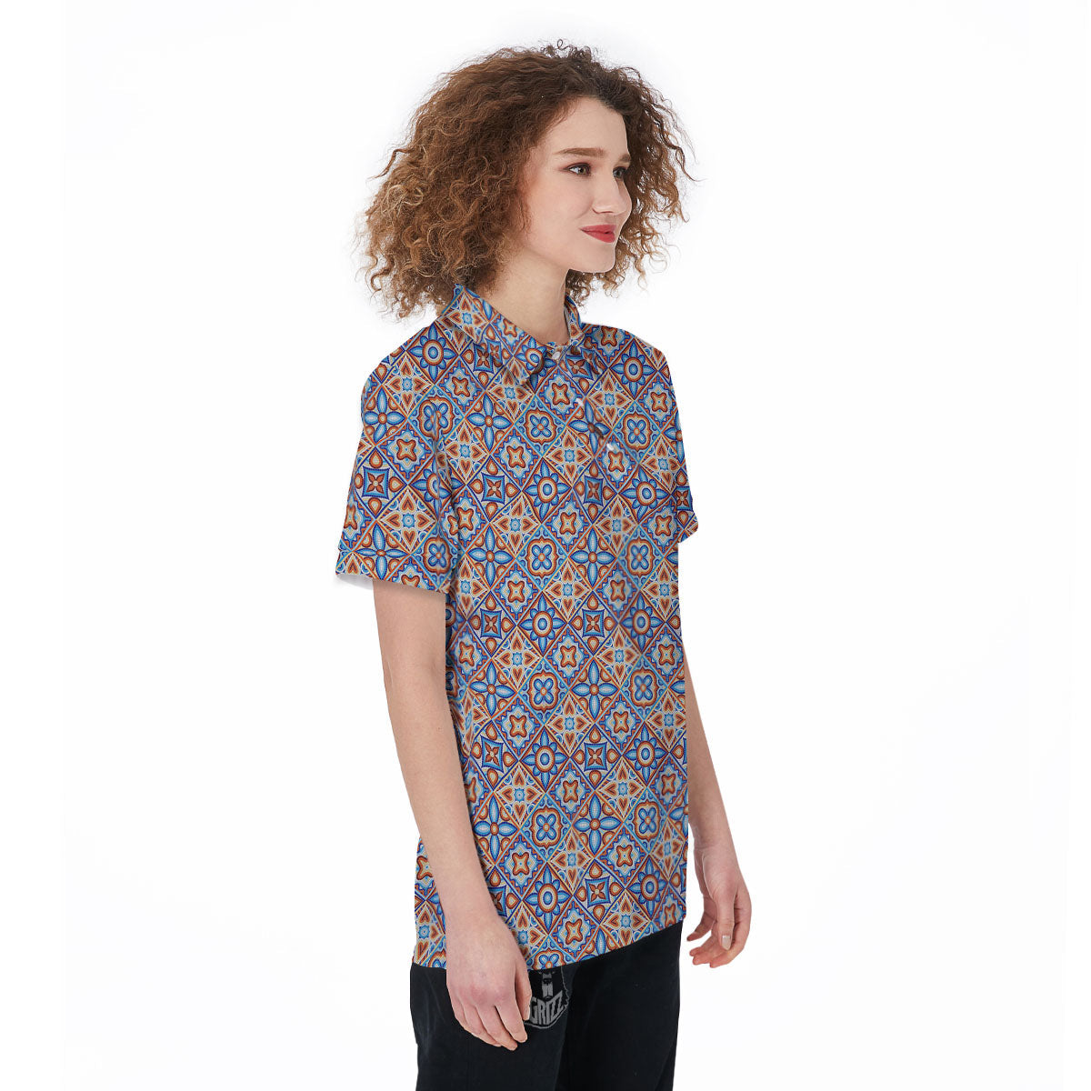 Patchwork Mosaic Print Pattern Women's Golf Shirts-grizzshop