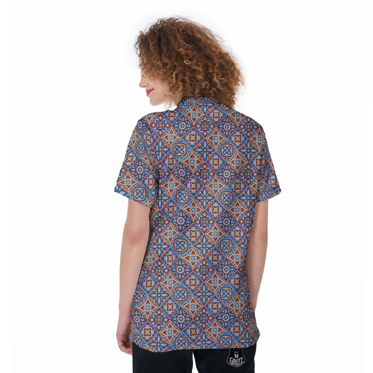 Patchwork Mosaic Print Pattern Women's Golf Shirts-grizzshop