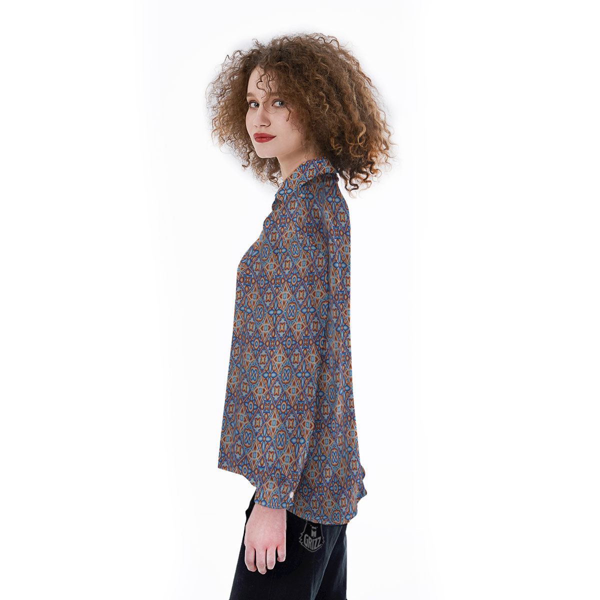 Patchwork Mosaic Print Pattern Women's Long Sleeve Shirts-grizzshop