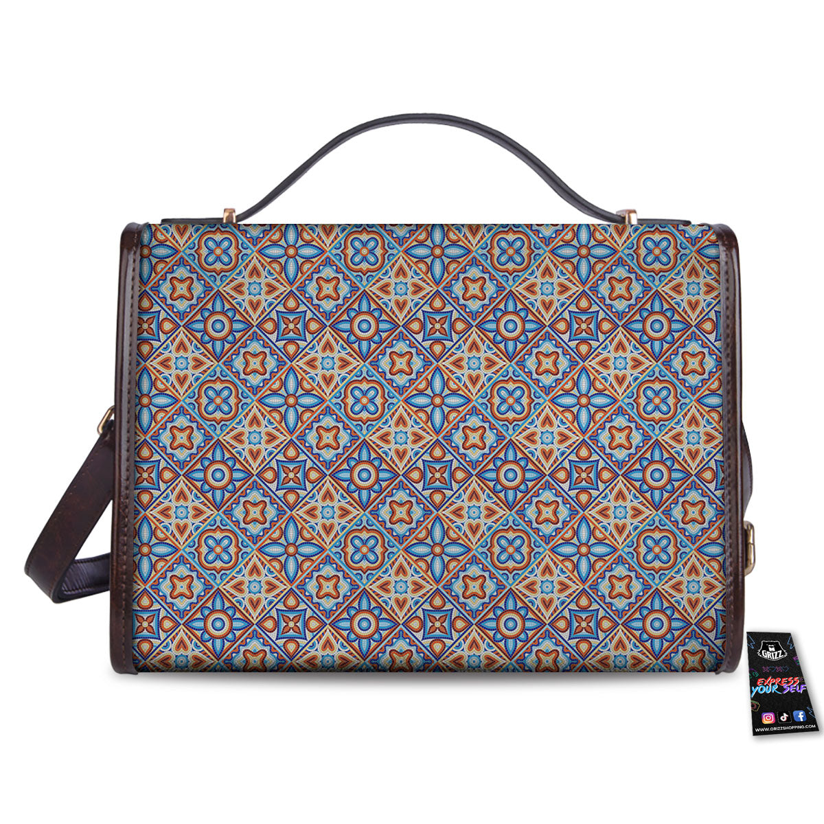 Patchwork Mosaic Print Pattern Women's Satchel Bag-grizzshop