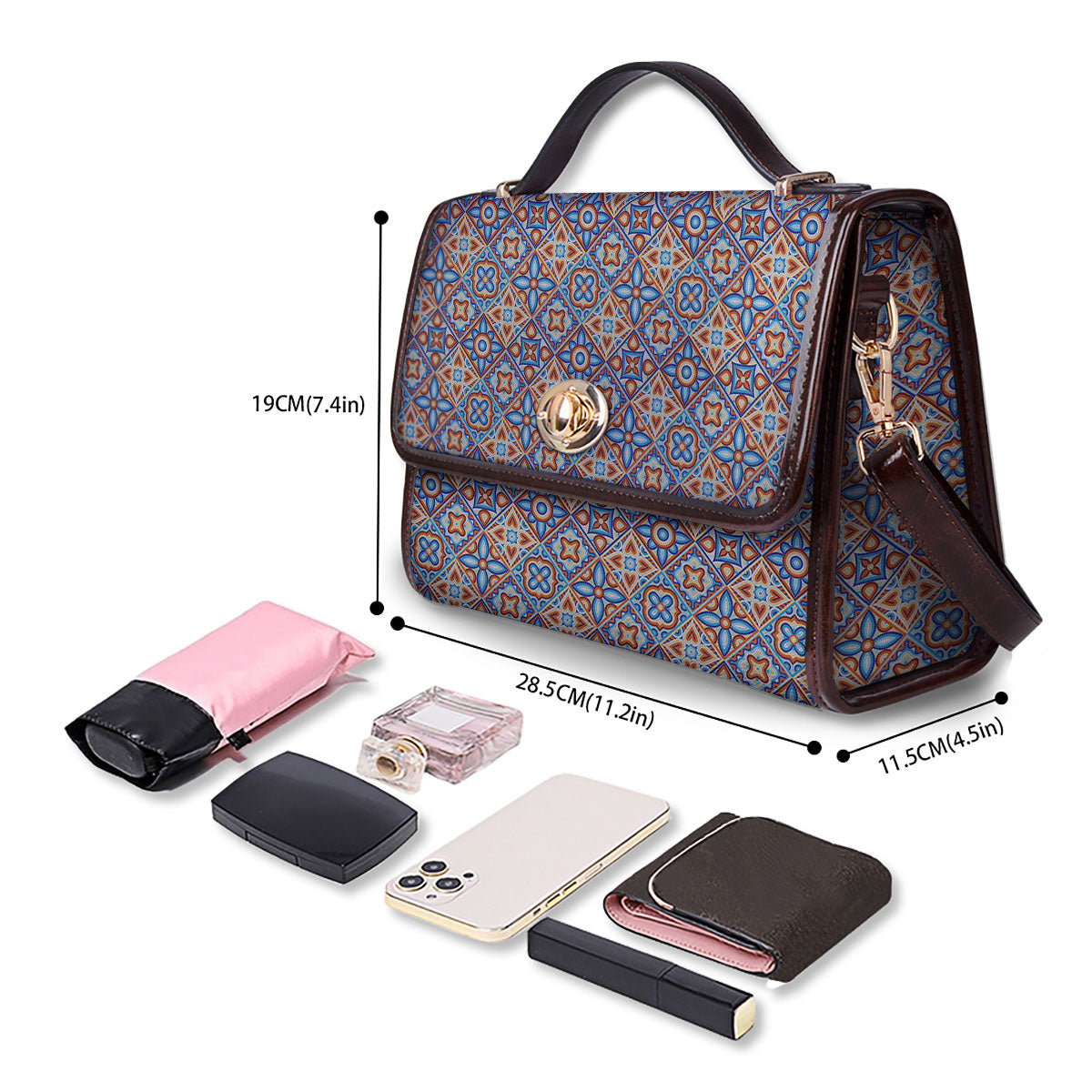 Patchwork Mosaic Print Pattern Women's Satchel Bag-grizzshop