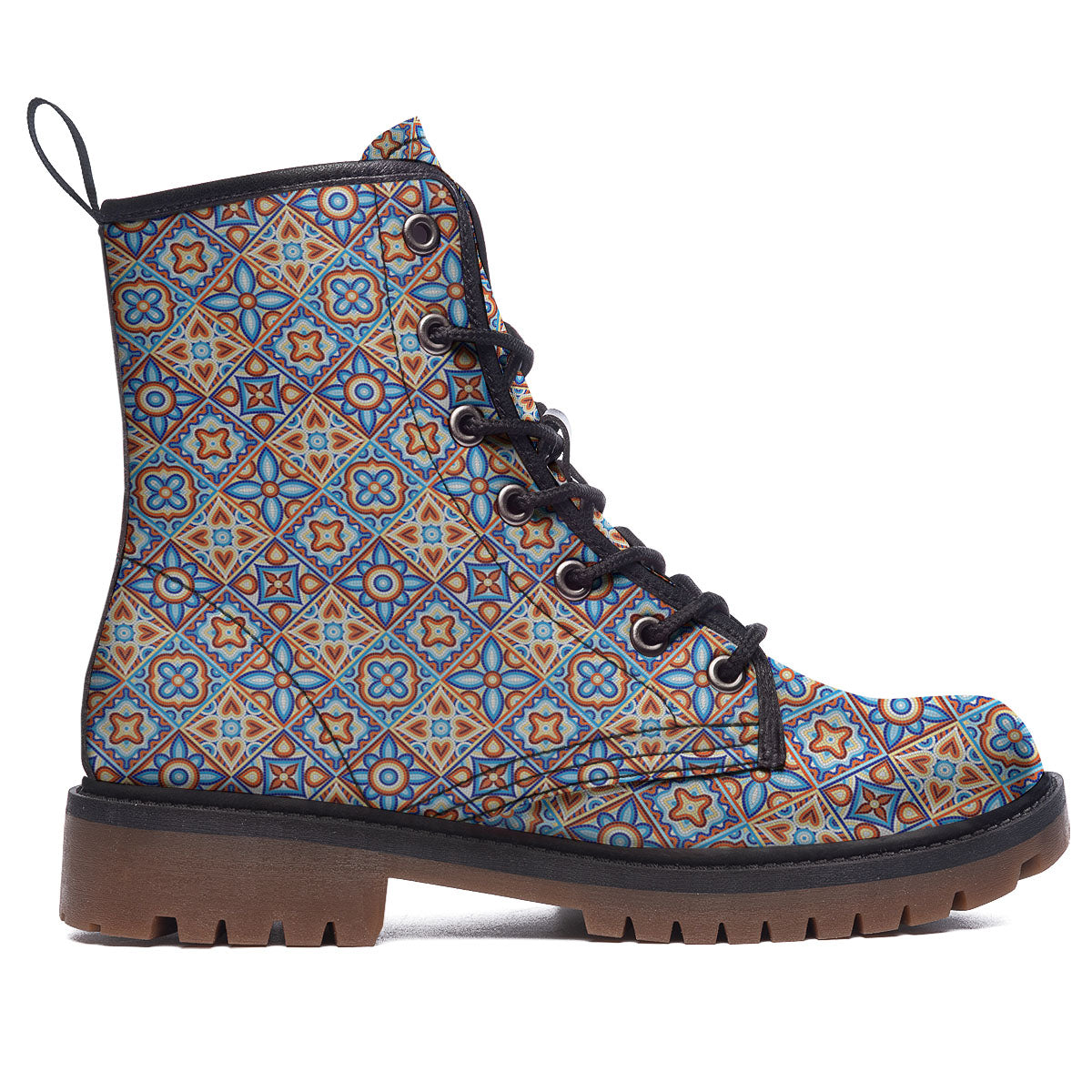 Patchwork Mosaic Print Pattern Work Boots-grizzshop
