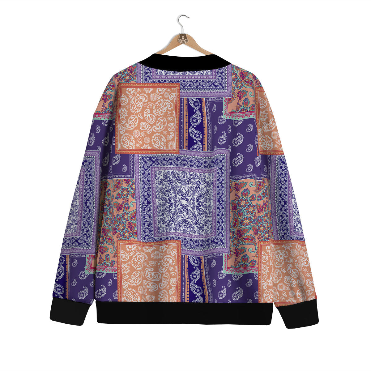 Patchwork Paisley Blue And Orange Print Pattern Cardigan-grizzshop