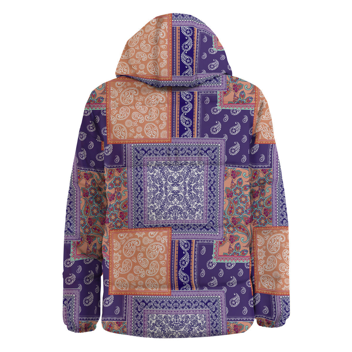 Patchwork Paisley Blue And Orange Print Pattern Down Jacket-grizzshop