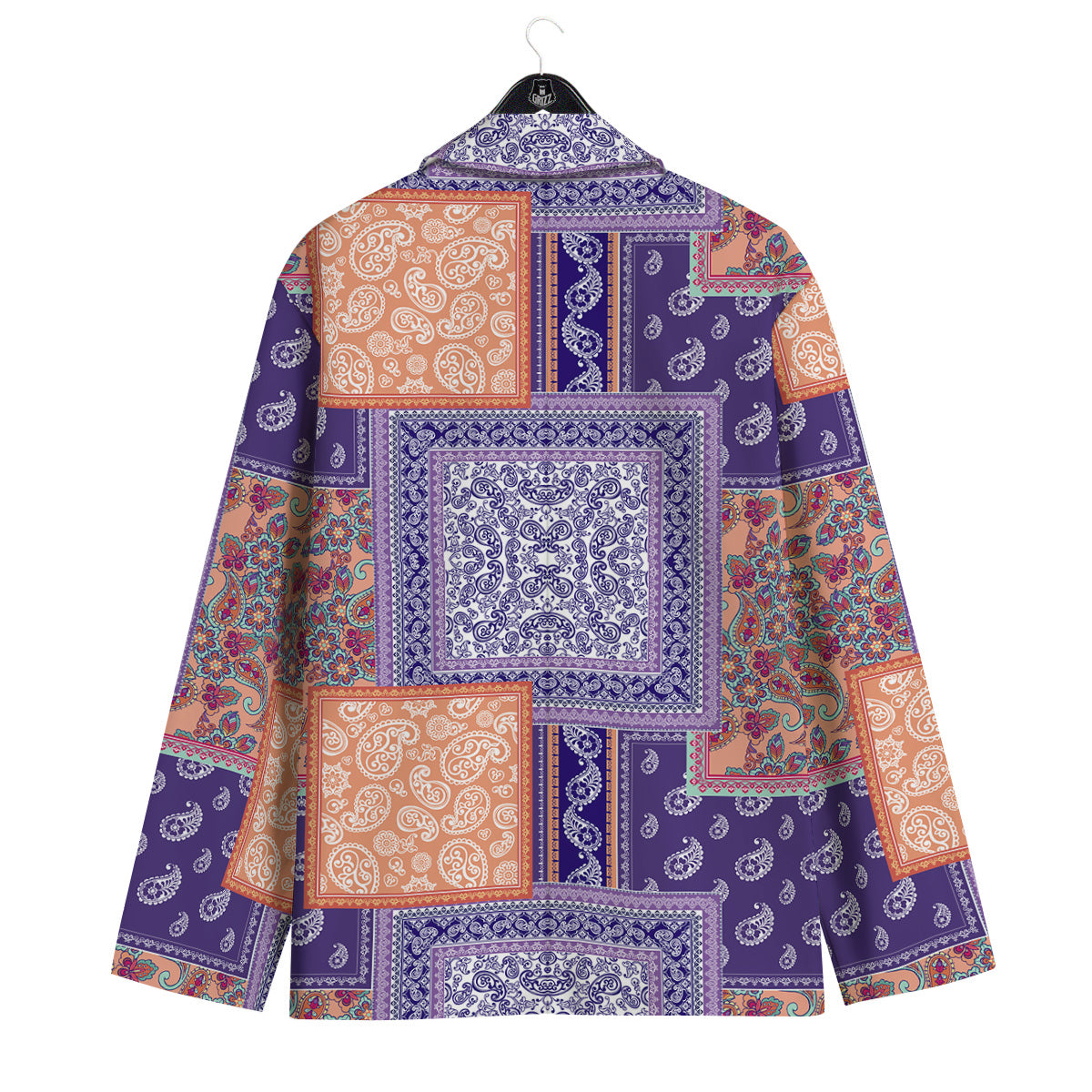 Patchwork Paisley Blue And Orange Print Pattern Men's Sport Coat-grizzshop