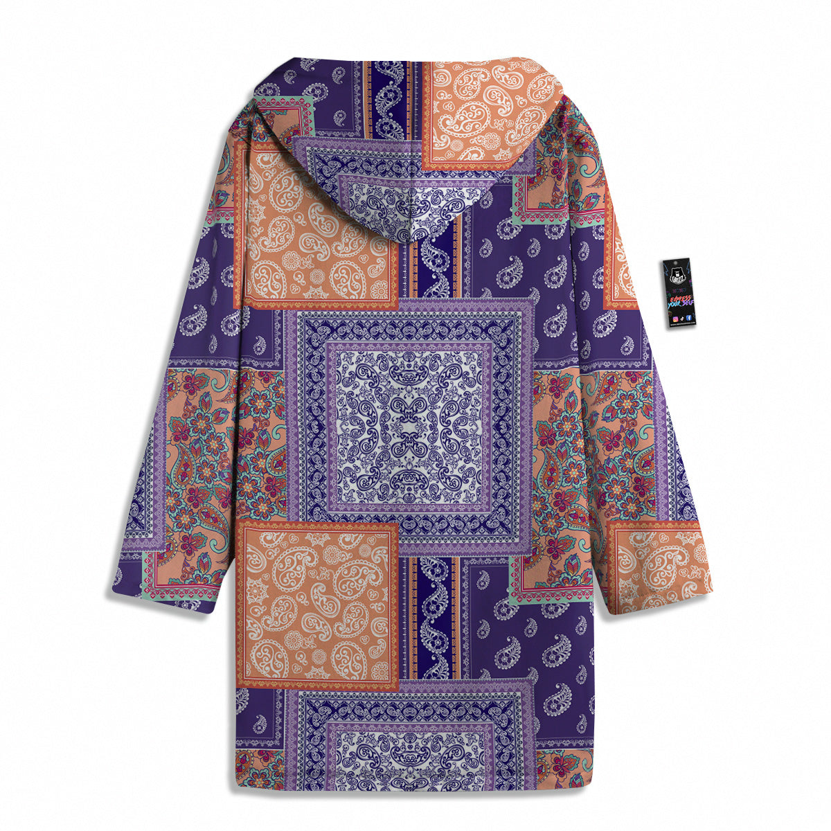 Patchwork Paisley Blue And Orange Print Pattern Men's Windbreaker Jacket-grizzshop