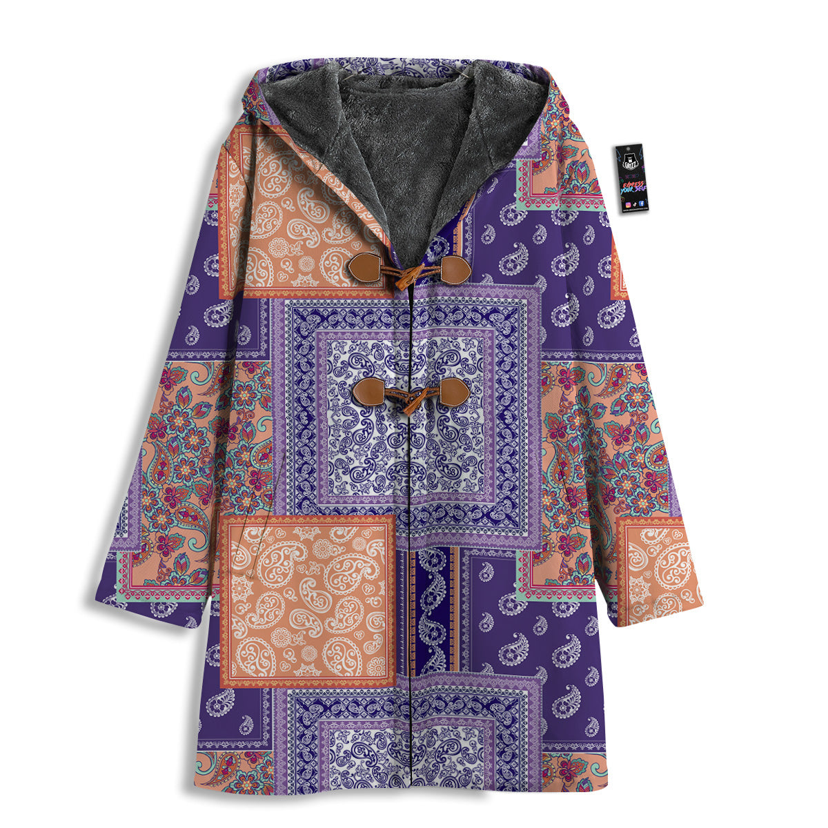 Patchwork Paisley Blue And Orange Print Pattern Men's Windbreaker Jacket-grizzshop