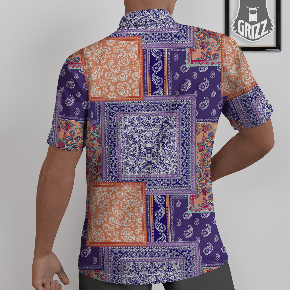 Patchwork Paisley Blue And Orange Print Pattern Untucked Shirts-grizzshop