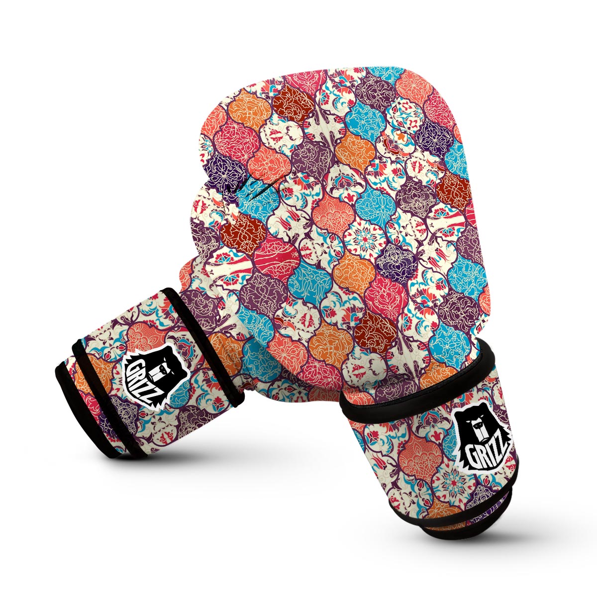 Patchwork Pattern Print Boxing Gloves-grizzshop