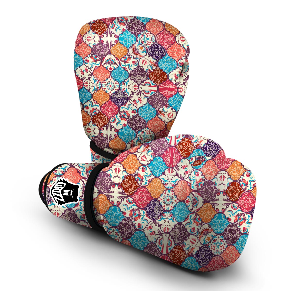 Patchwork Pattern Print Boxing Gloves-grizzshop