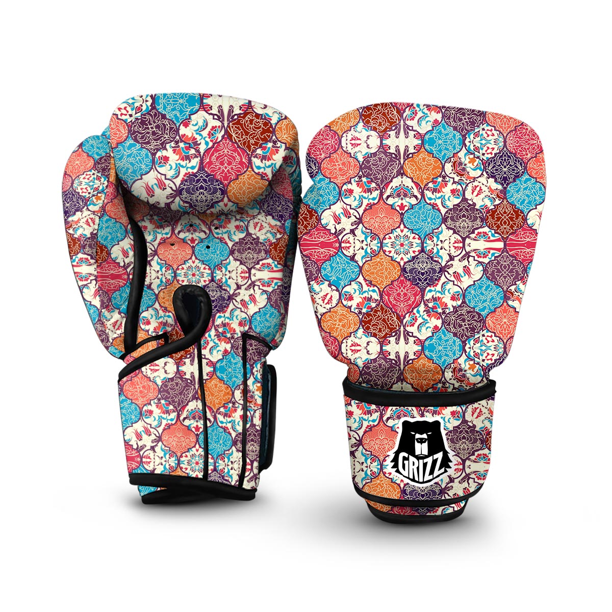 Patchwork Pattern Print Boxing Gloves-grizzshop