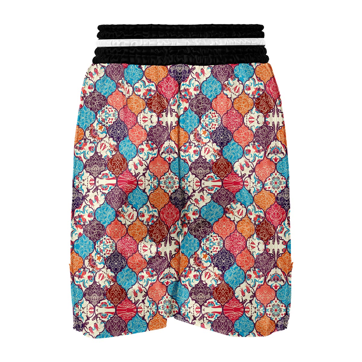 Patchwork Pattern Print Boxing Shorts-grizzshop