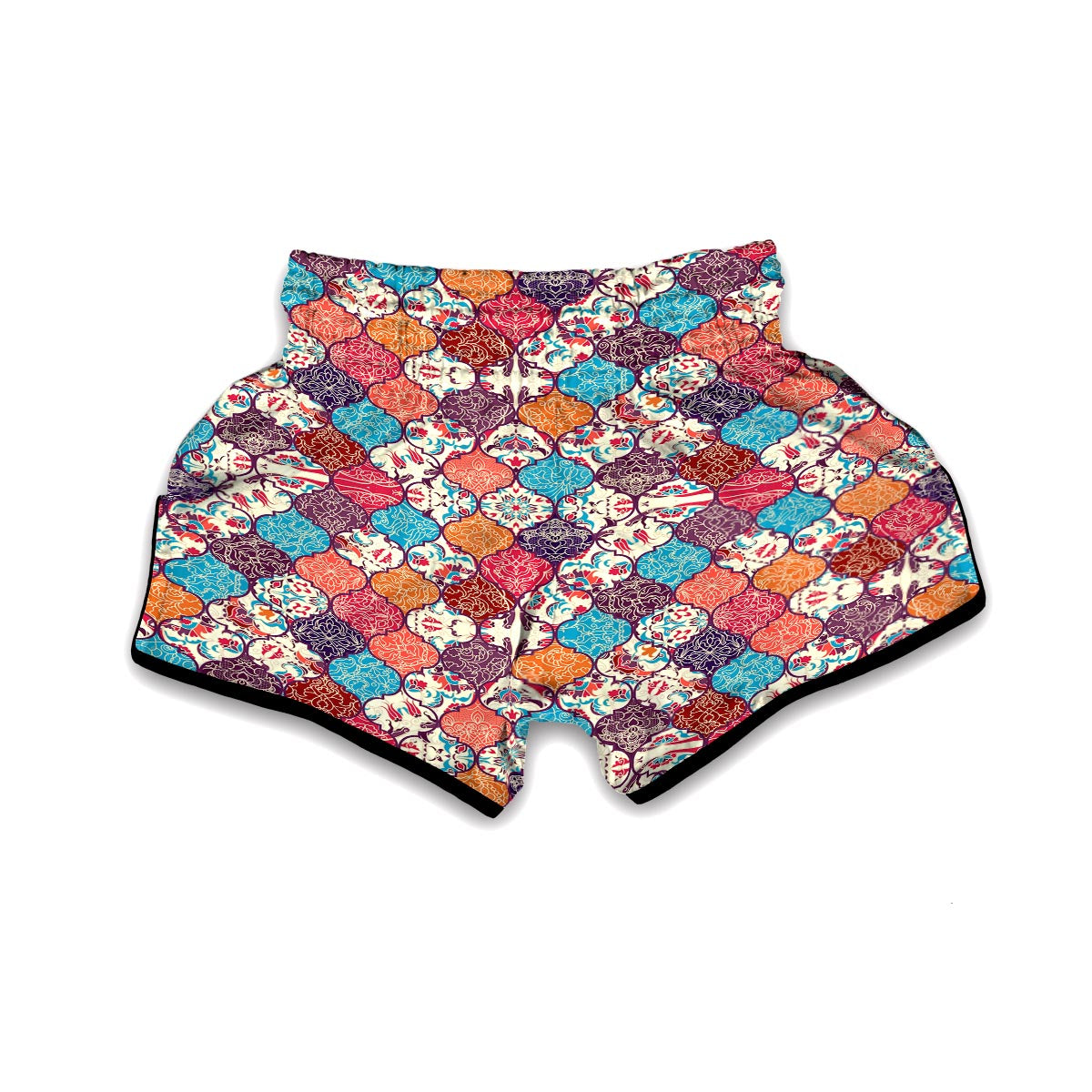 Patchwork Pattern Print Muay Thai Boxing Shorts-grizzshop