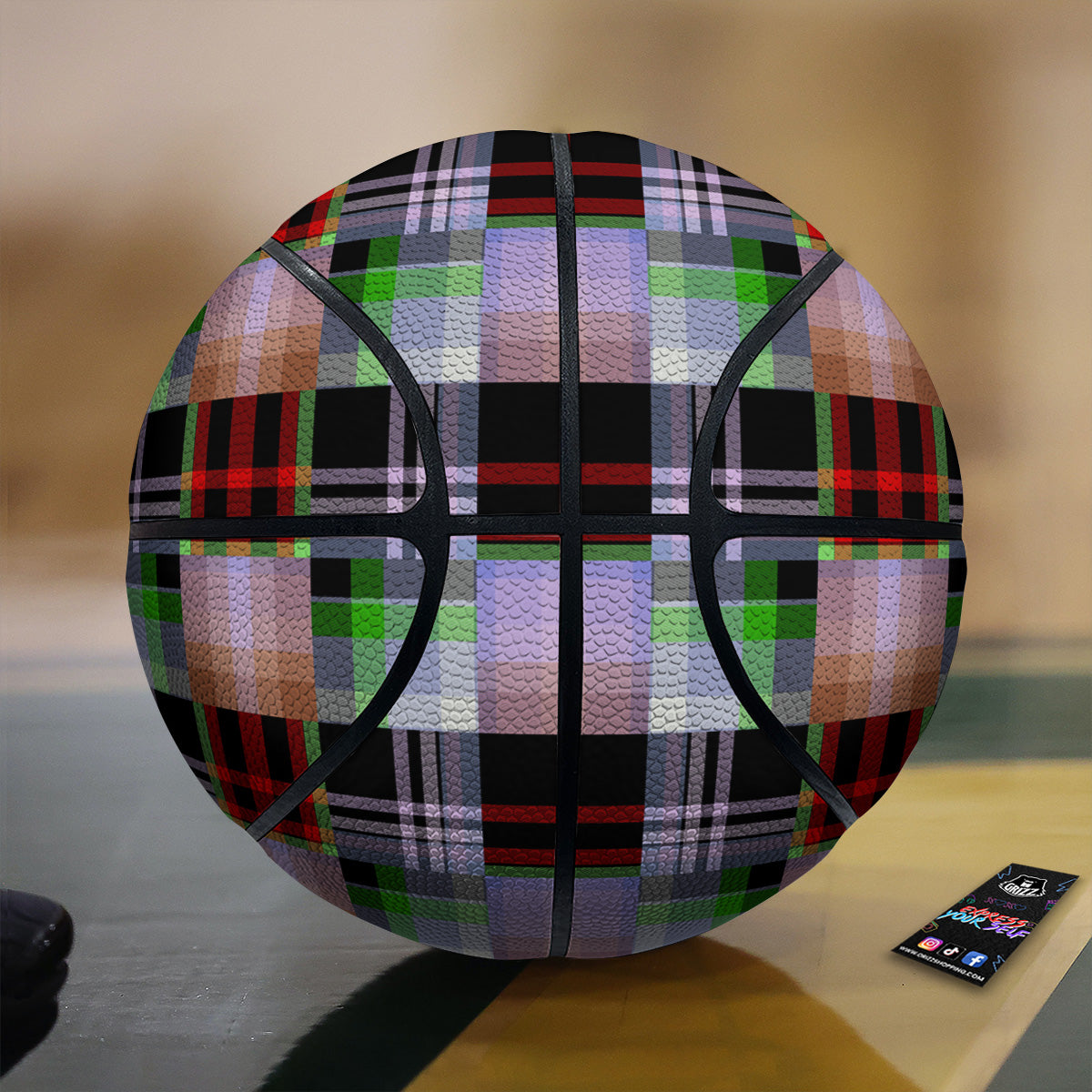 Patchwork Plaid Madras Print Pattern Basketball-grizzshop