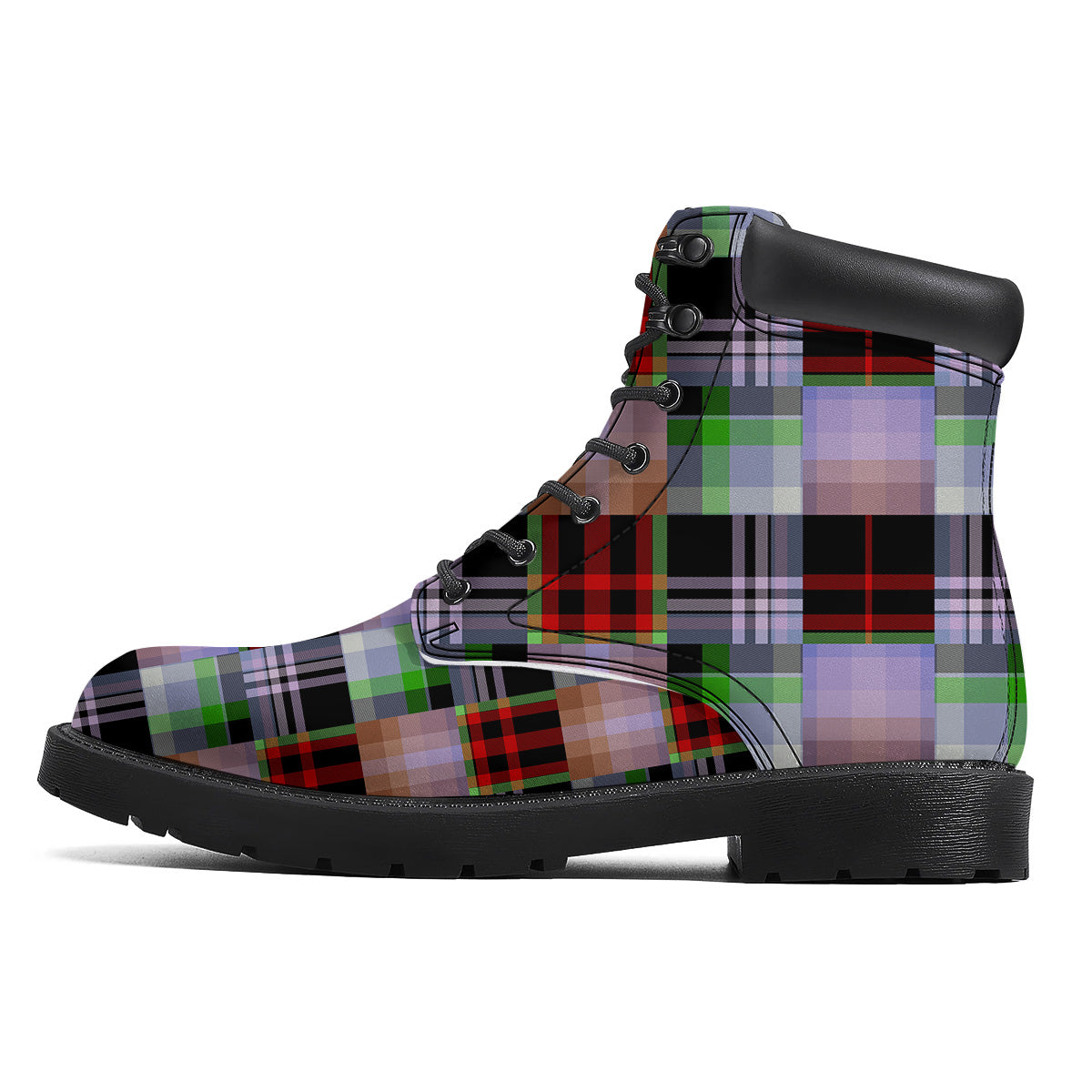 Patchwork Plaid Madras Print Pattern Boots-grizzshop