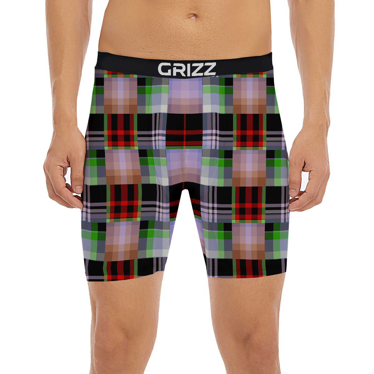 Patchwork Plaid Madras Print Pattern Boxer Briefs-grizzshop