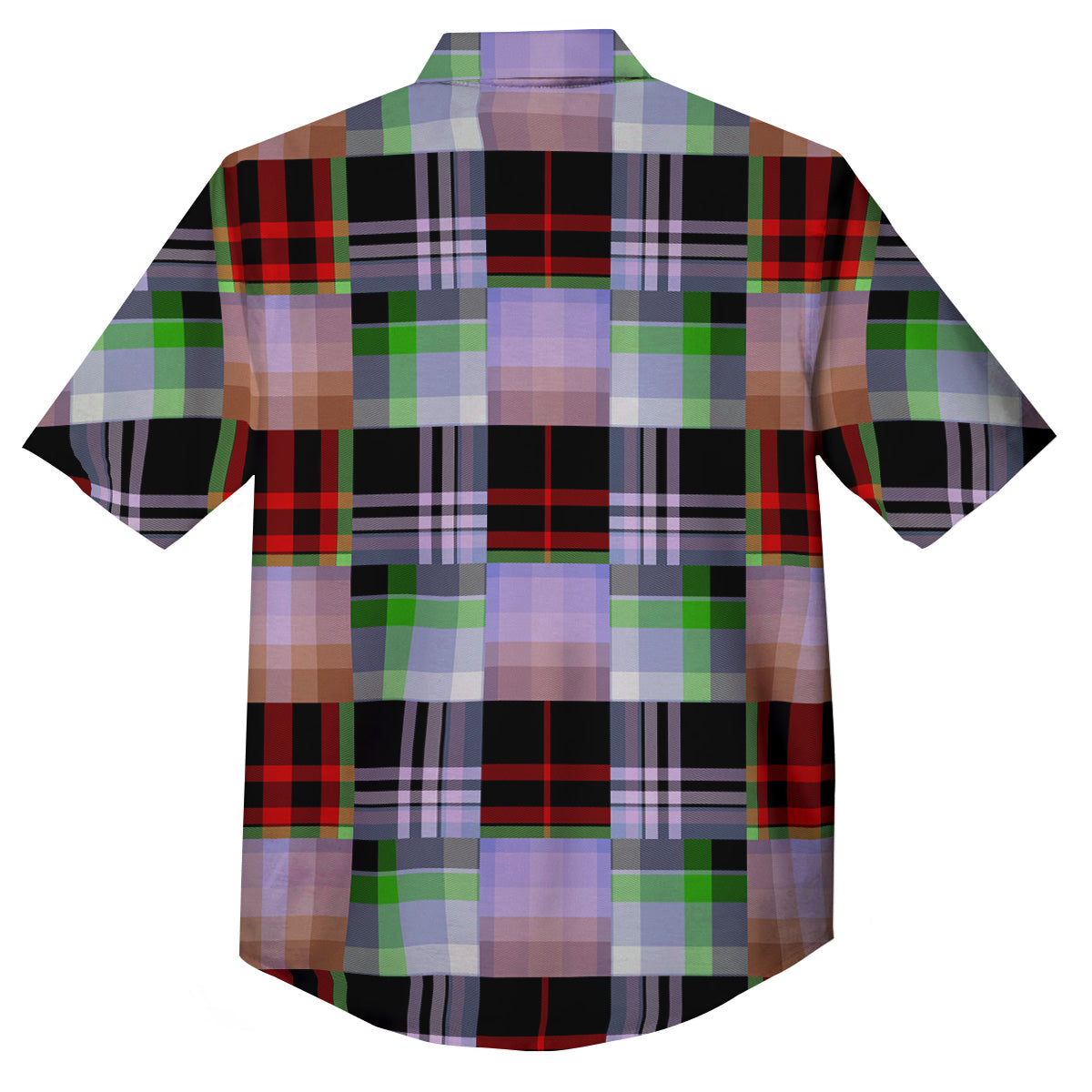 Patchwork Plaid Madras Print Pattern Button Up Shirt-grizzshop