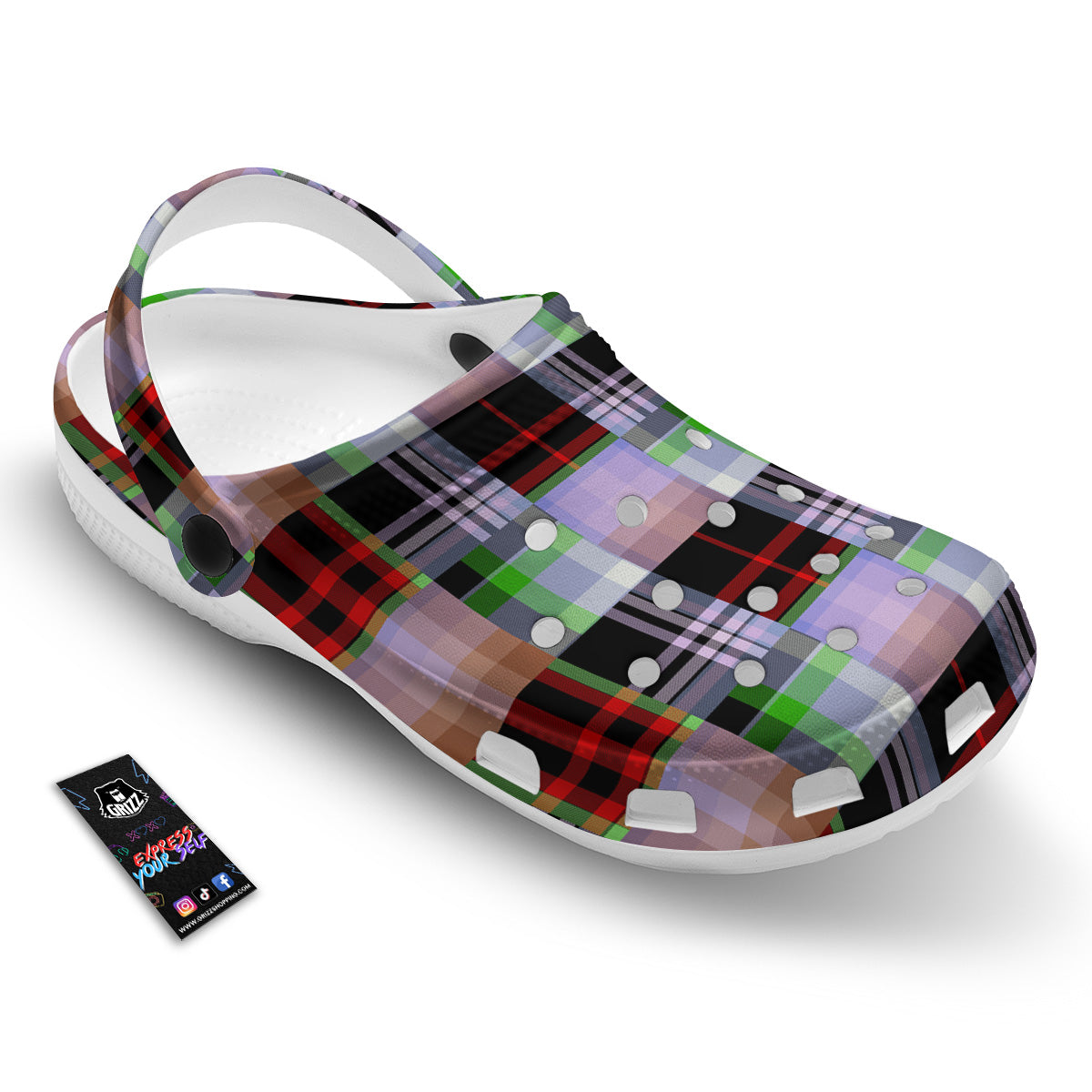Patchwork Plaid Madras Print Pattern Clog-grizzshop