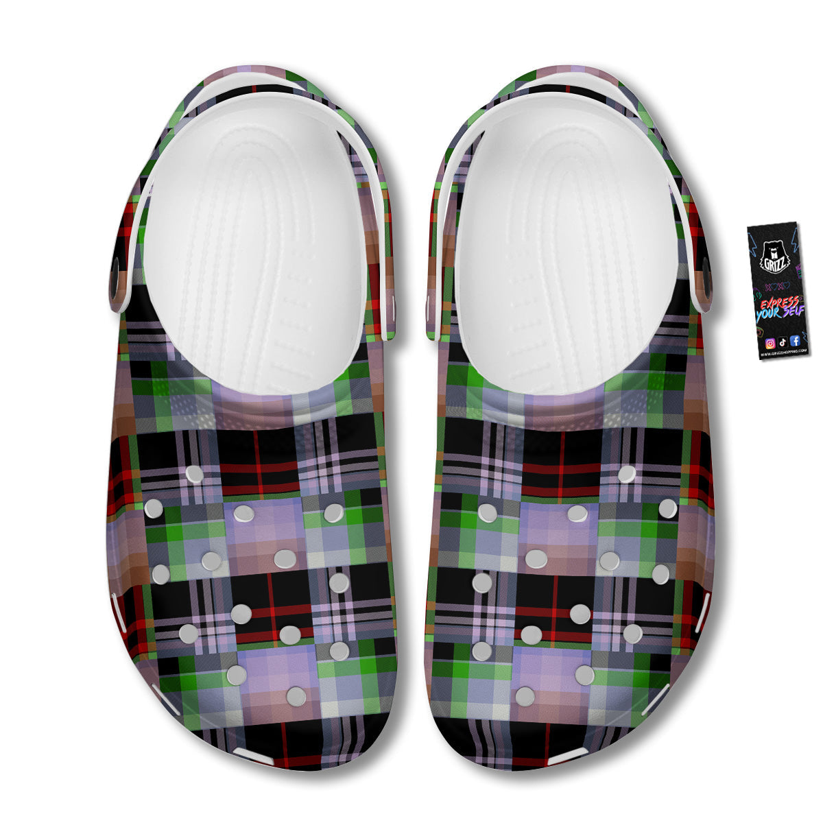 Patchwork Plaid Madras Print Pattern Clog-grizzshop