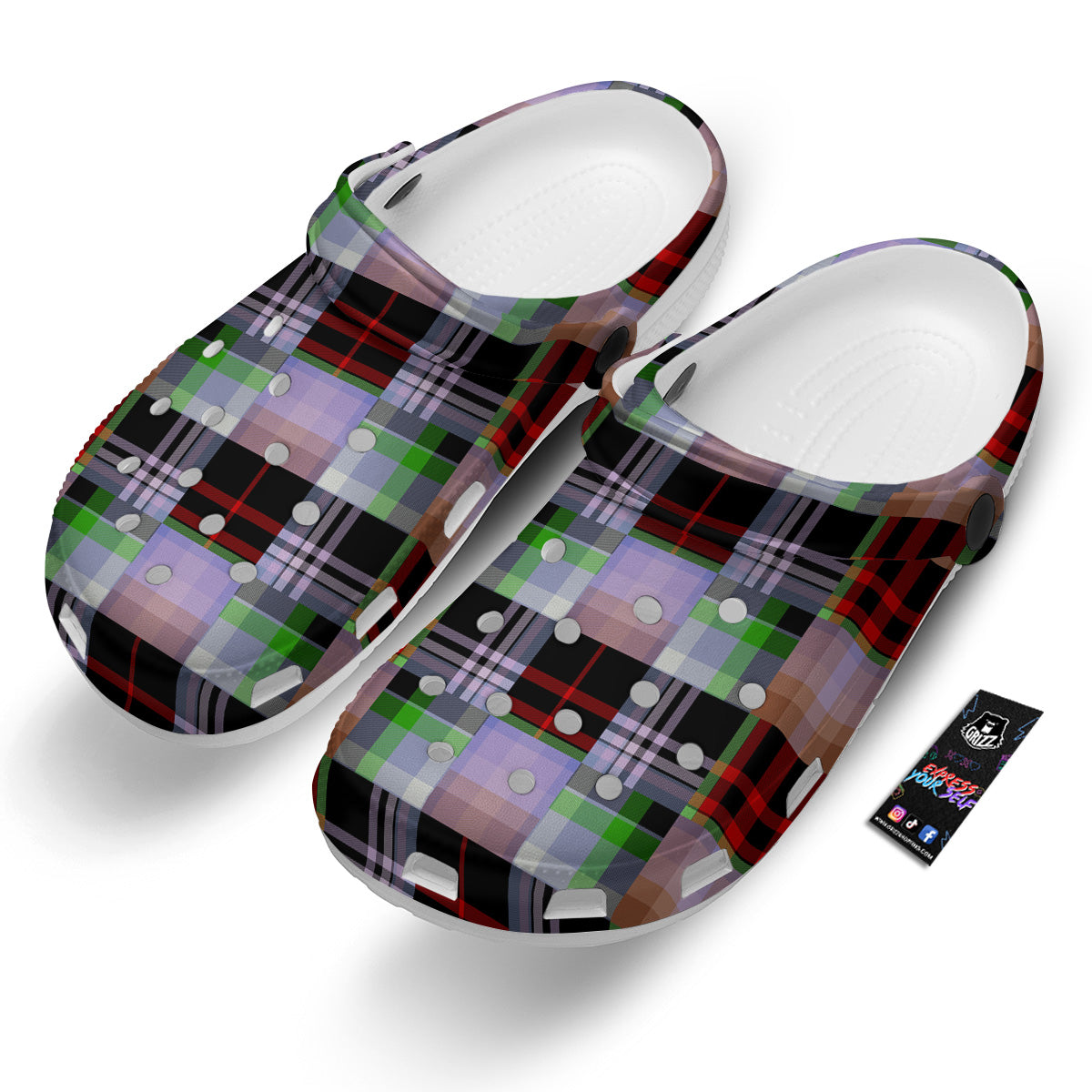 Patchwork Plaid Madras Print Pattern Clog-grizzshop
