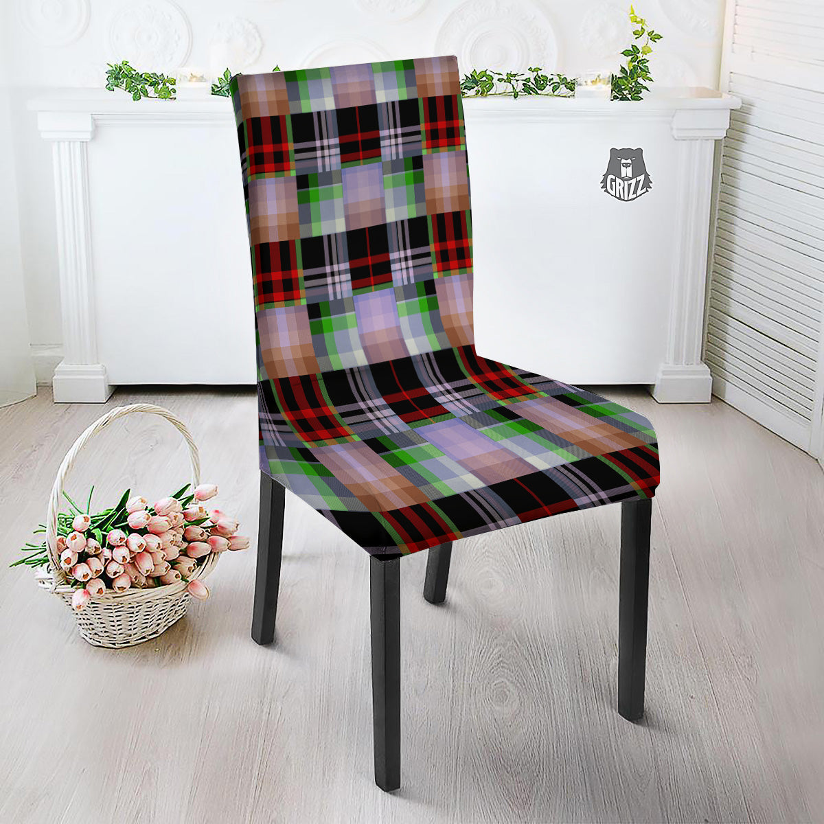 Patchwork Plaid Madras Print Pattern Dining Chair Slipcover-grizzshop