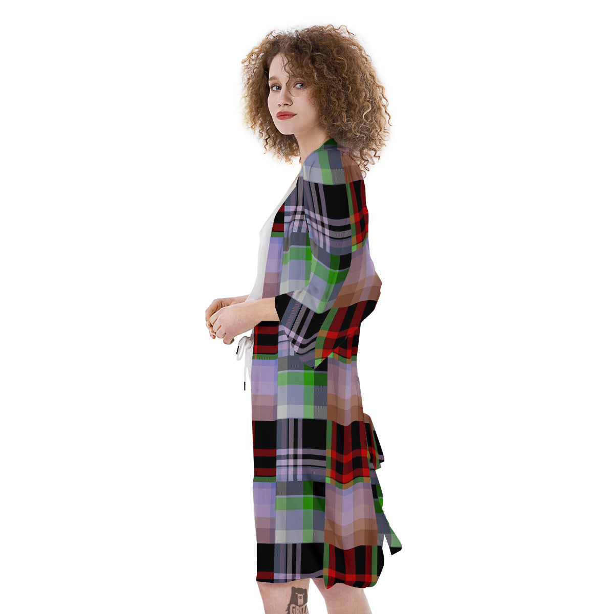 Patchwork Plaid Madras Print Pattern Kimono-grizzshop