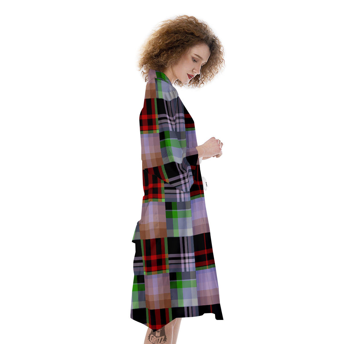 Patchwork Plaid Madras Print Pattern Kimono-grizzshop