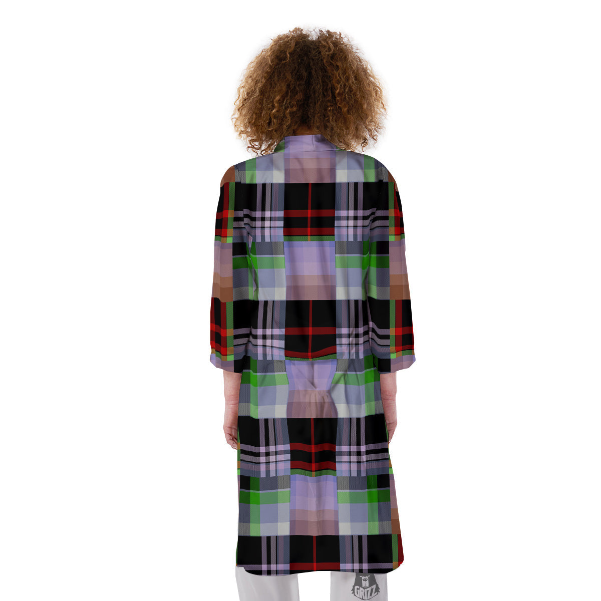 Patchwork Plaid Madras Print Pattern Kimono-grizzshop