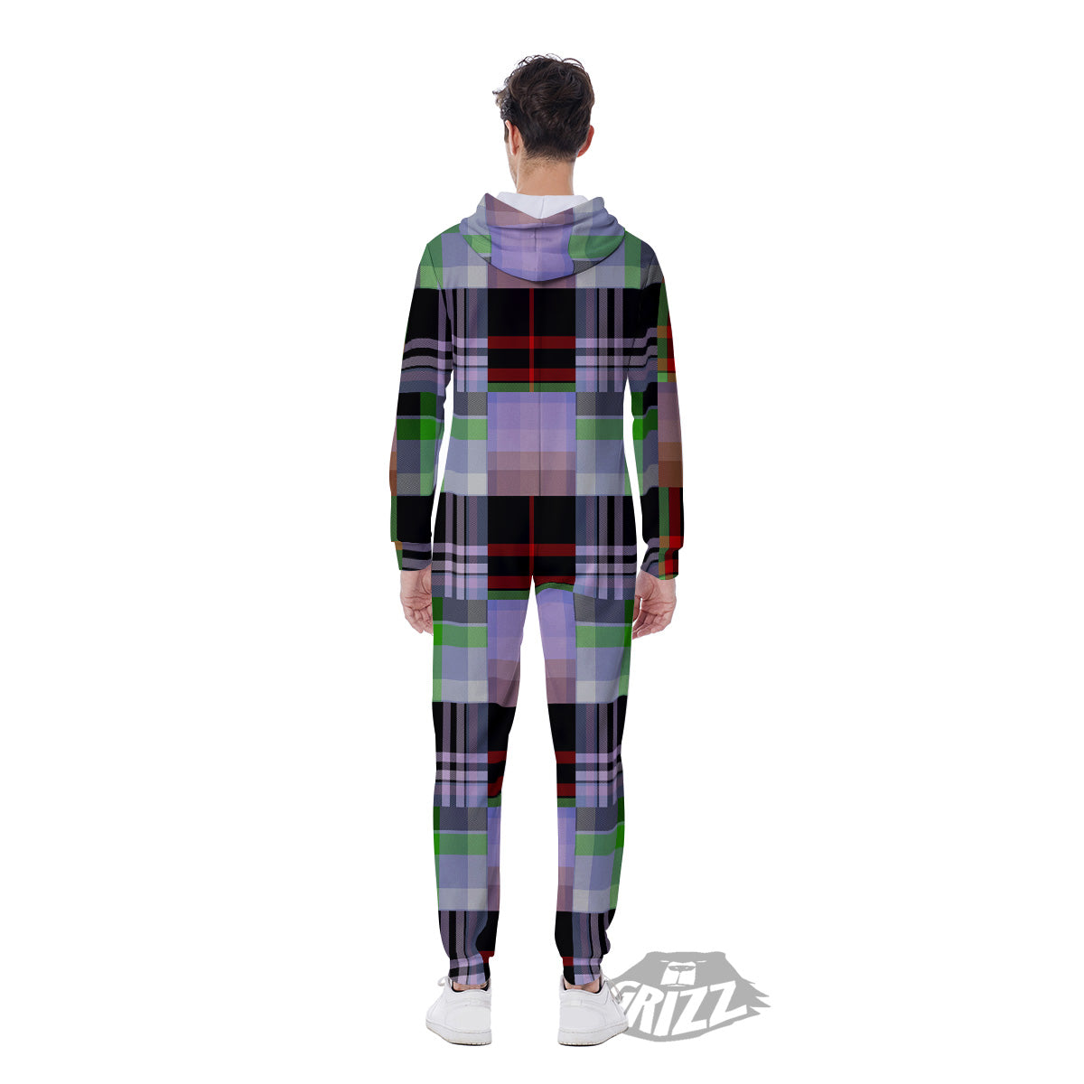 Patchwork Plaid Madras Print Pattern Men's Jumpsuit-grizzshop