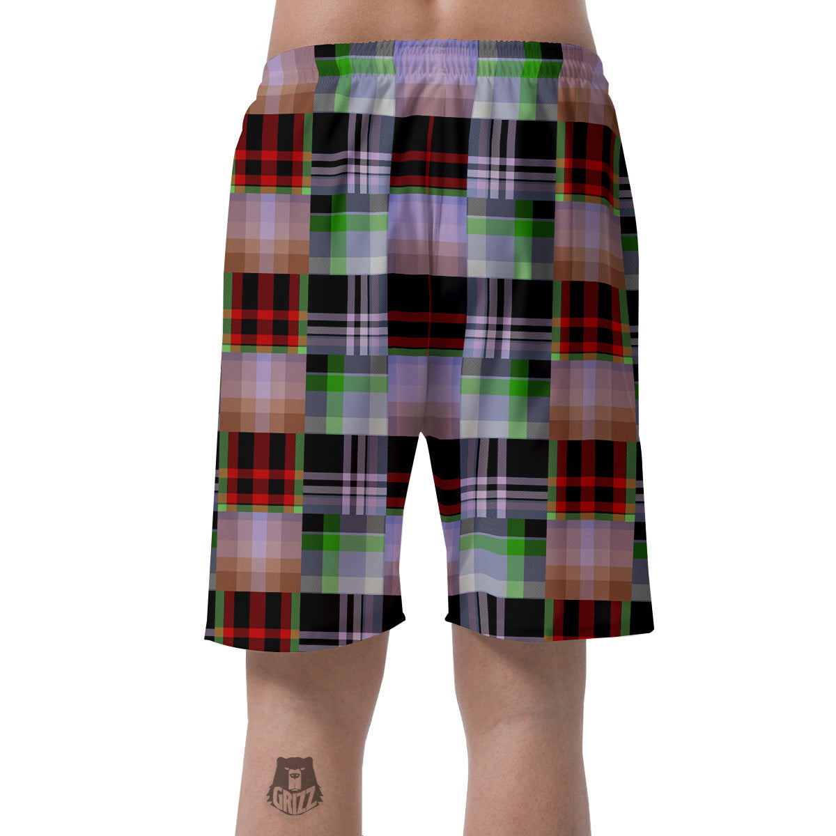 Patchwork Plaid Madras Print Pattern Men's Shorts-grizzshop
