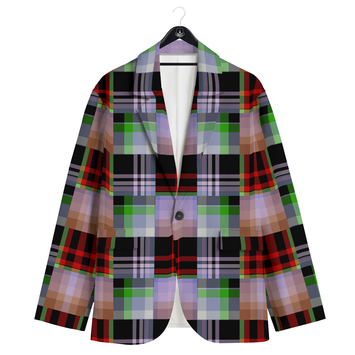 Patchwork Plaid Madras Print Pattern Men's Sport Coat-grizzshop