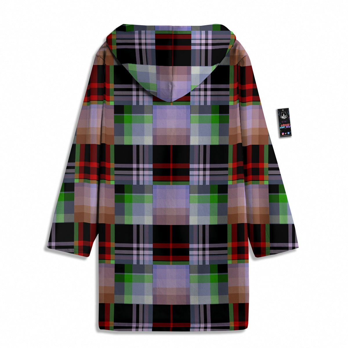 Patchwork Plaid Madras Print Pattern Men's Windbreaker Jacket-grizzshop
