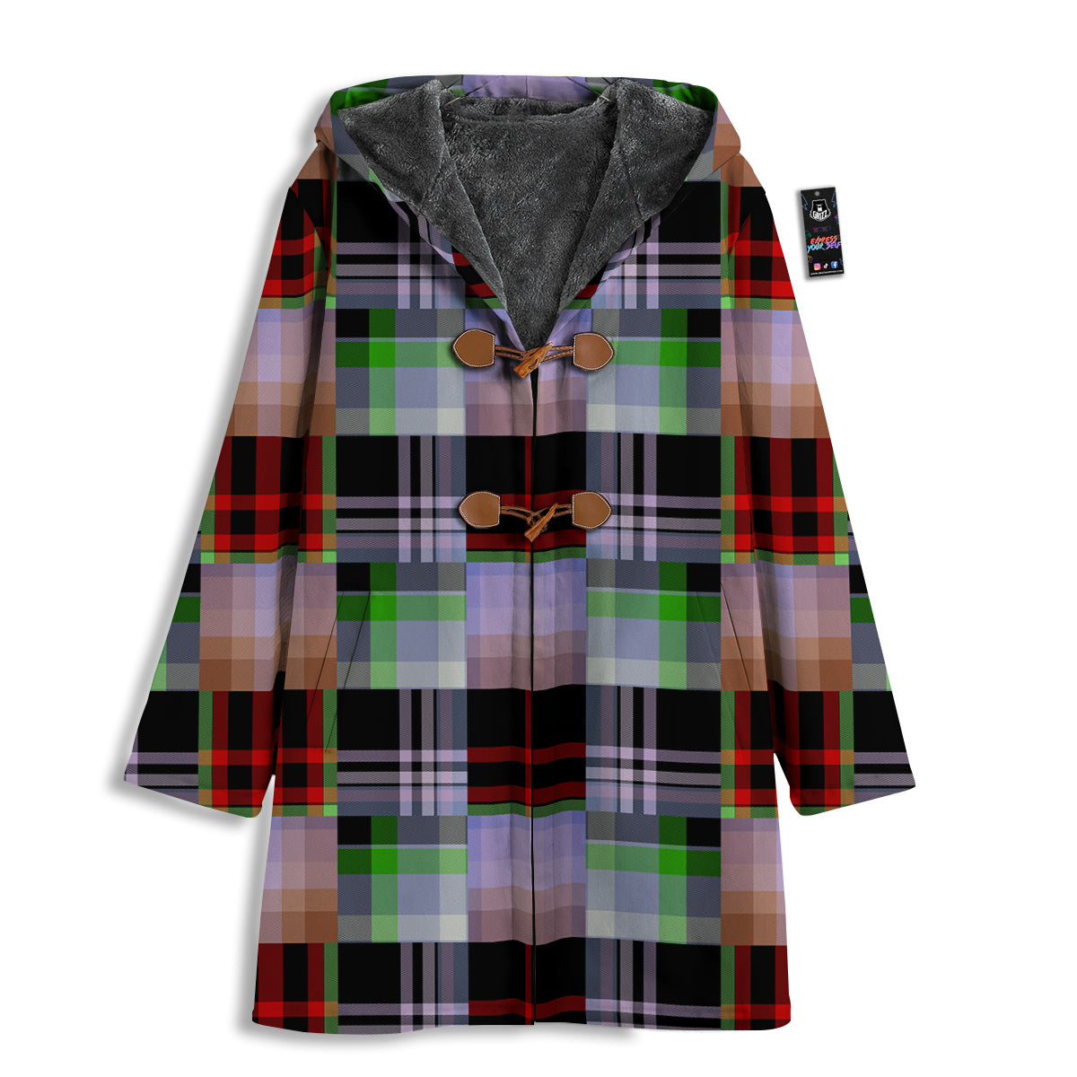 Patchwork Plaid Madras Print Pattern Men's Windbreaker Jacket-grizzshop