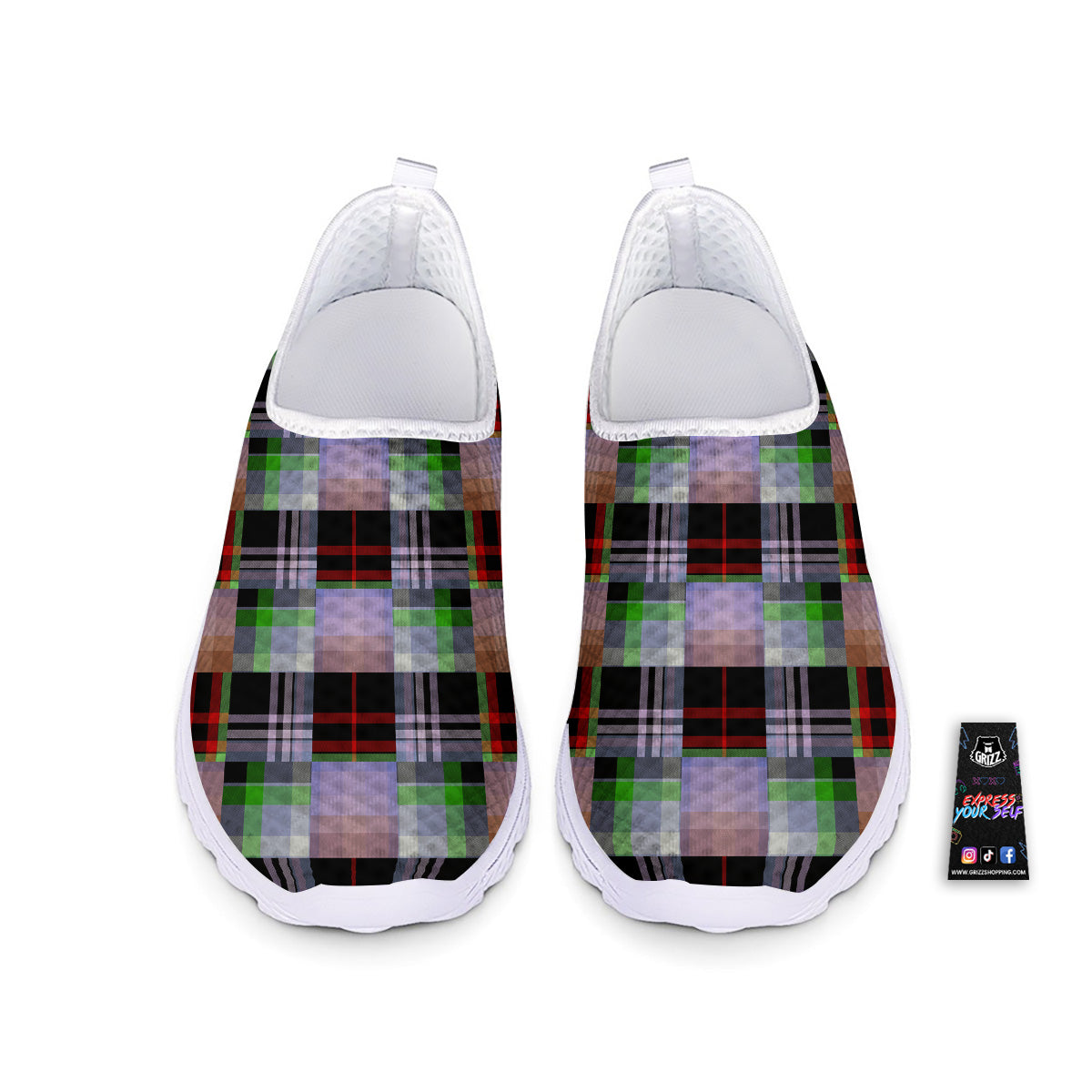 Patchwork Plaid Madras Print Pattern Nurse Shoes-grizzshop