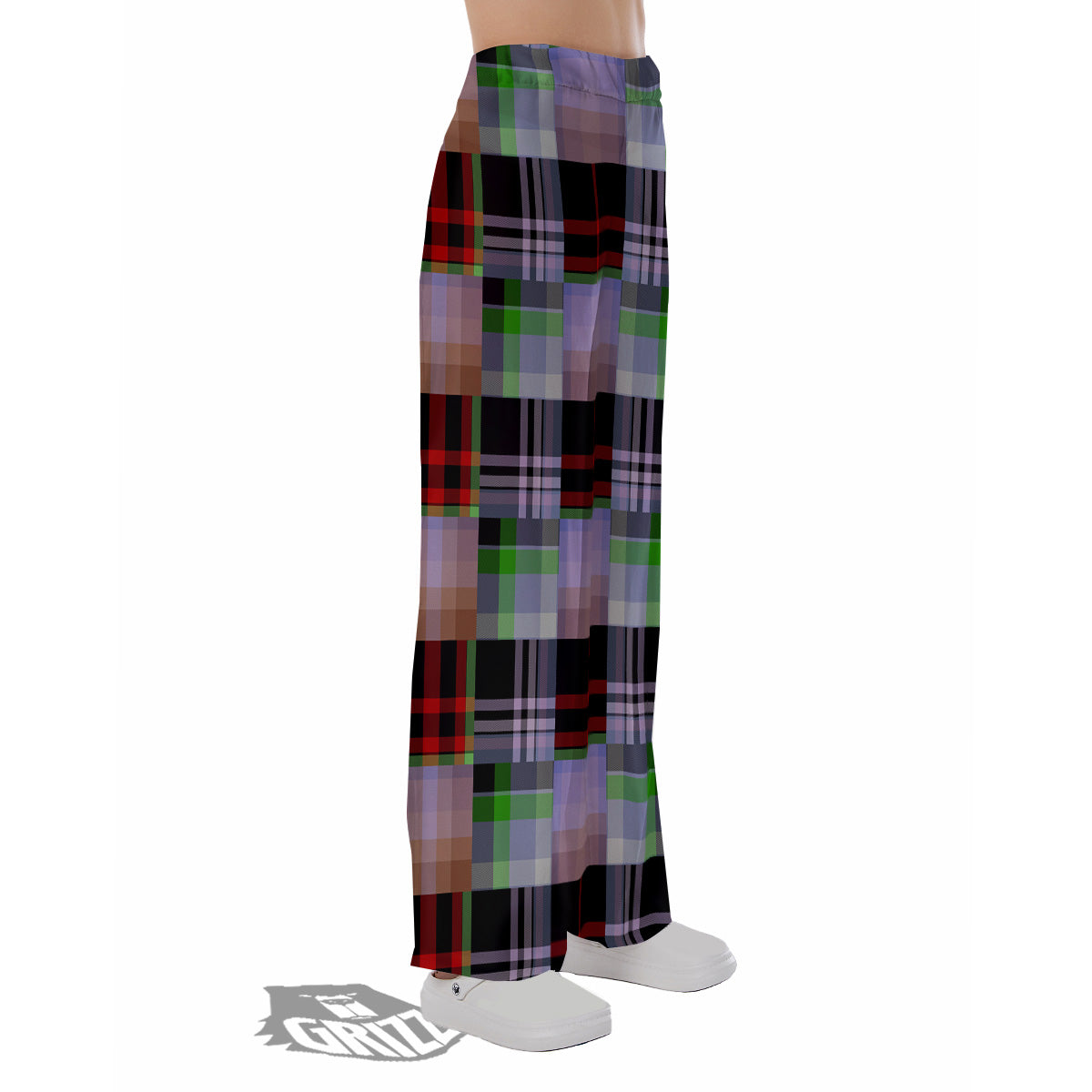Patchwork Plaid Madras Print Pattern Pajama Pants-grizzshop