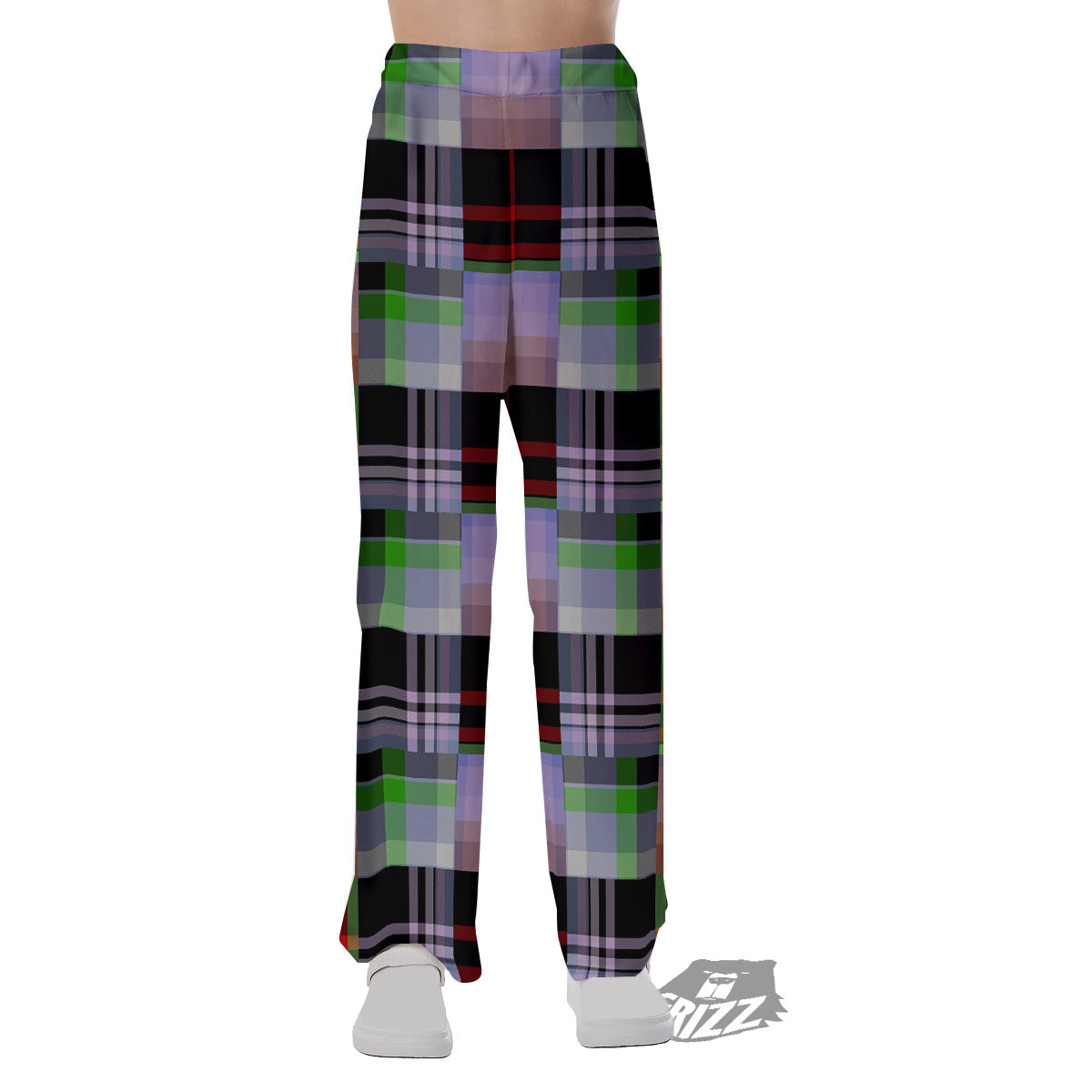 Patchwork Plaid Madras Print Pattern Pajama Pants-grizzshop