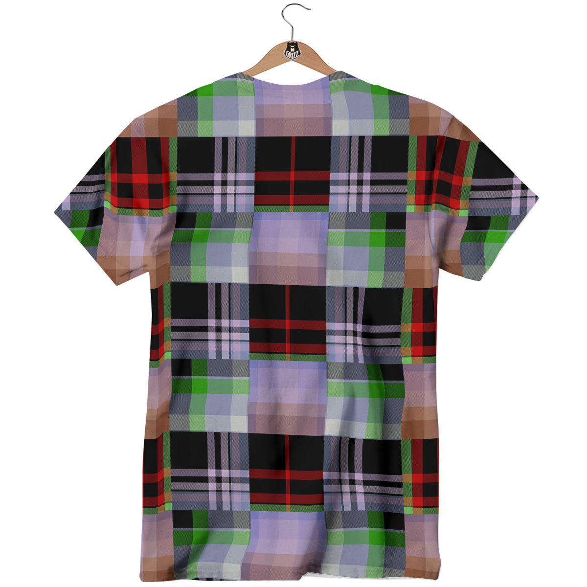 Patchwork Plaid Madras Print Pattern T-Shirt-grizzshop
