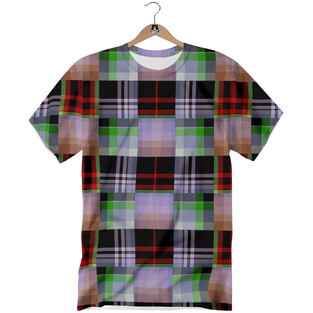 Patchwork Plaid Madras Print Pattern T-Shirt-grizzshop