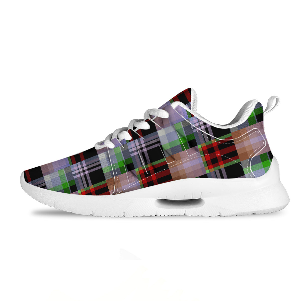 Patchwork Plaid Madras Print Pattern Tennis Shoes-grizzshop