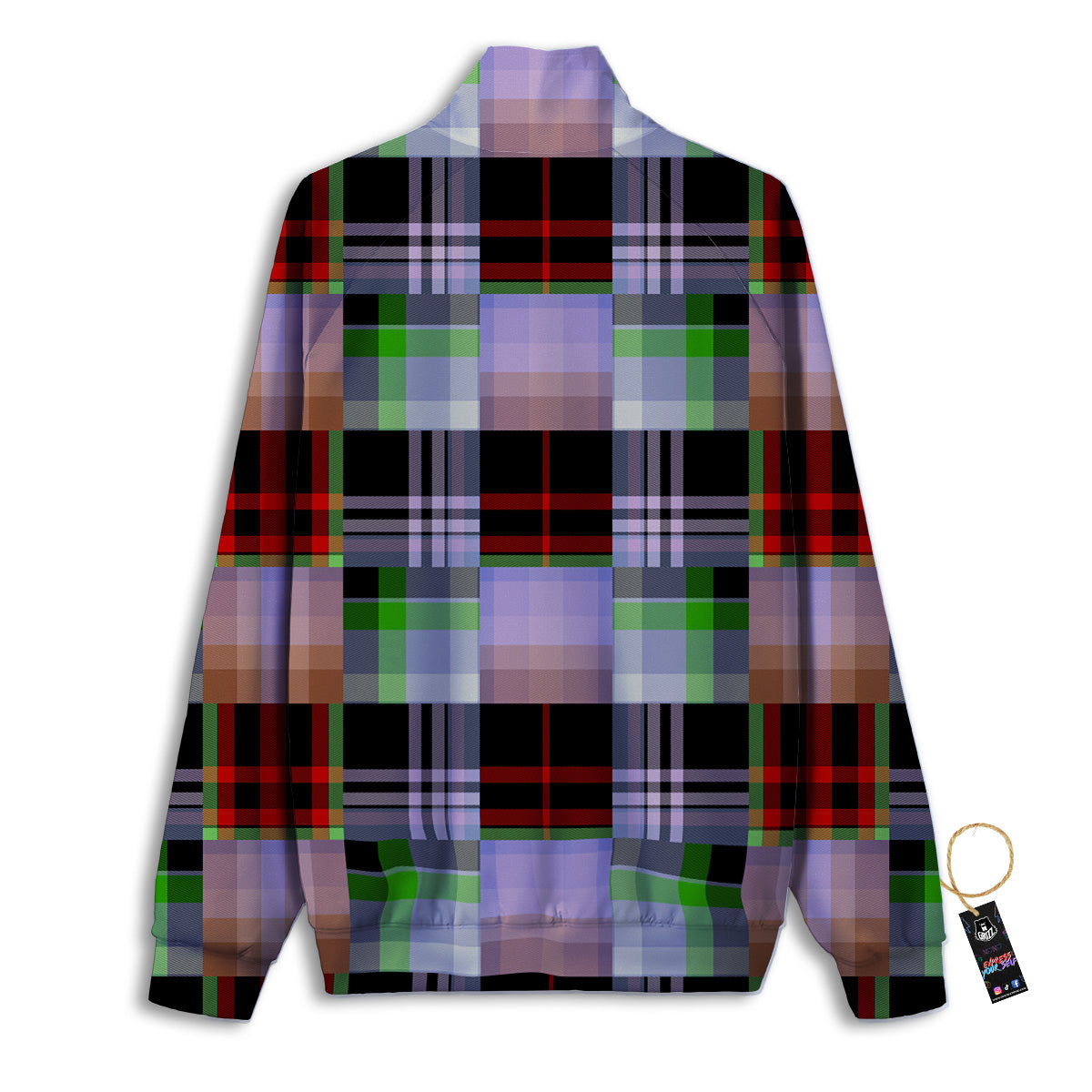 Patchwork Plaid Madras Print Pattern Track Jacket-grizzshop